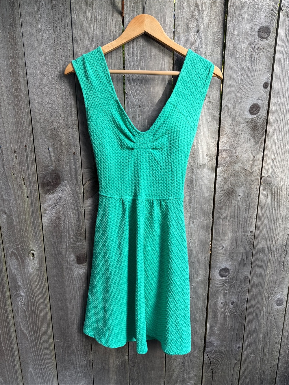 Anthropologie Teal Textured Sleeveless Fit-and-Flare Dress